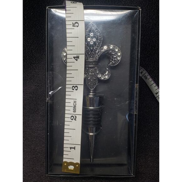 Kraftware Collection Fleur De Lis Black Pastime Ice Bucket Social Club Wine Plug - Picture 5 of 9